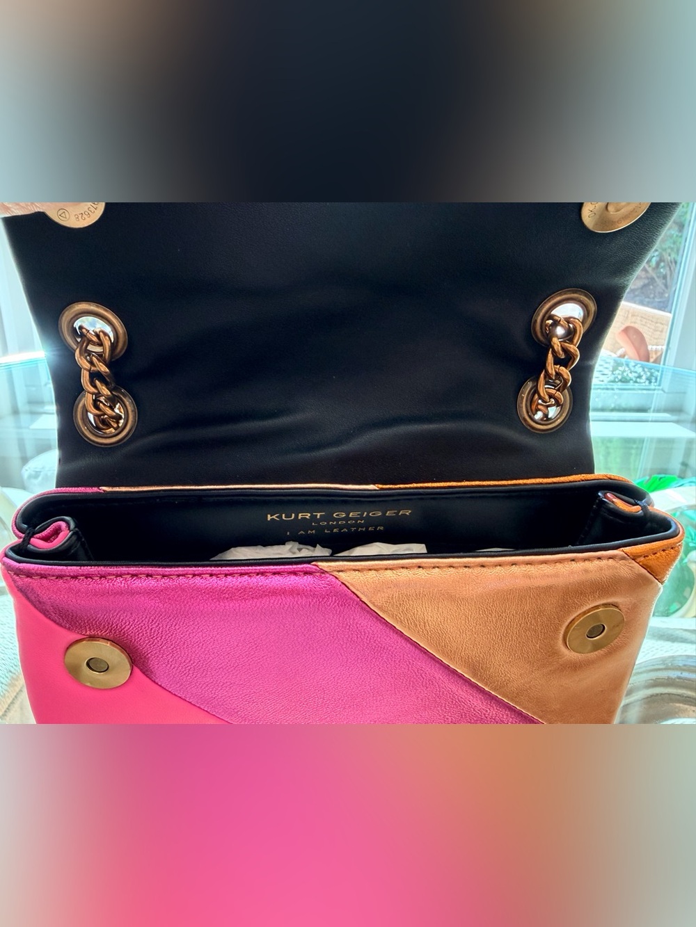 Kurt Geiger Metallic Pink and Copper Colorblock Shoulder Bag - Picture 5 of 9